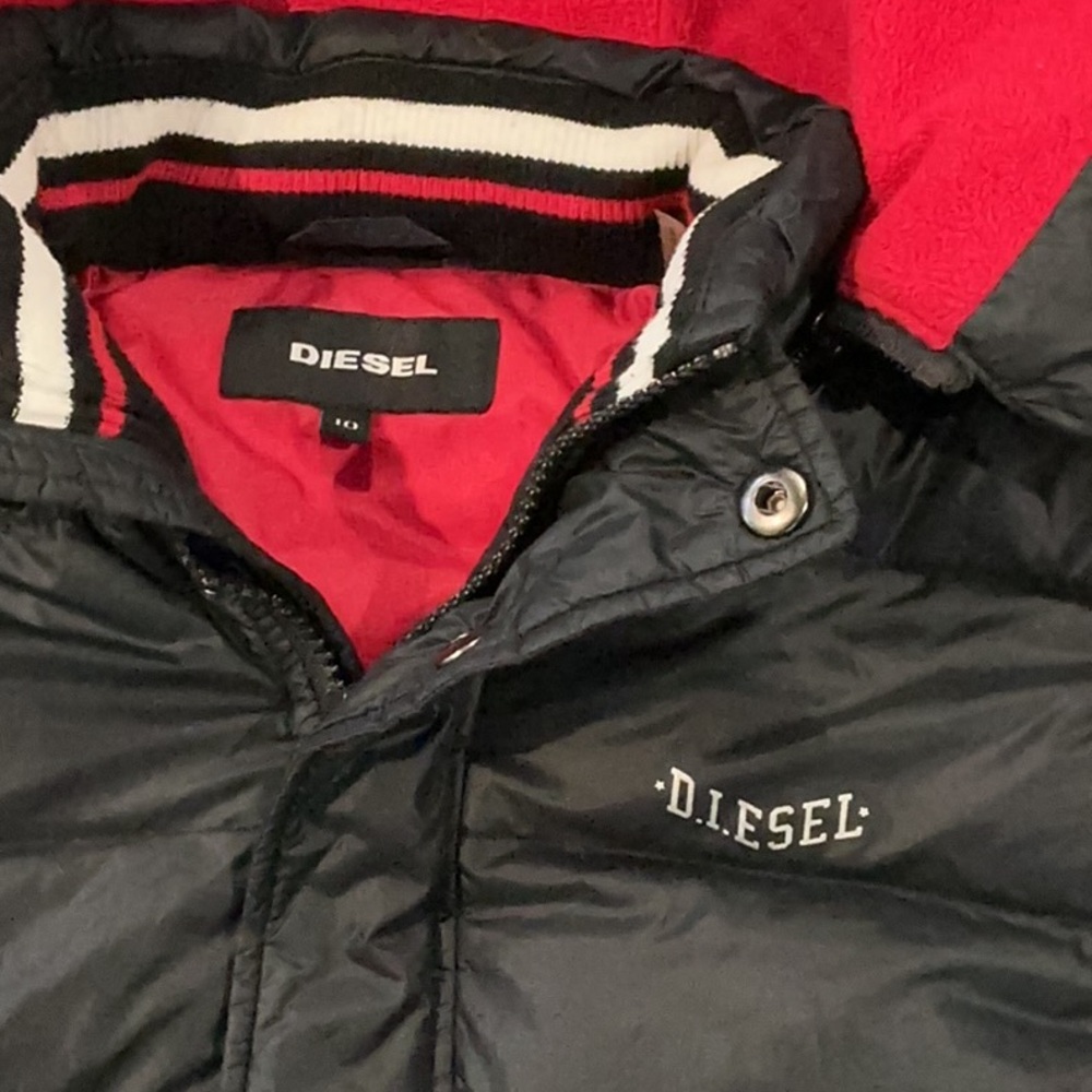 Authentic Diesel designer boys hooded puffer winter jacket coat sz 10 - Picture 3 of 8